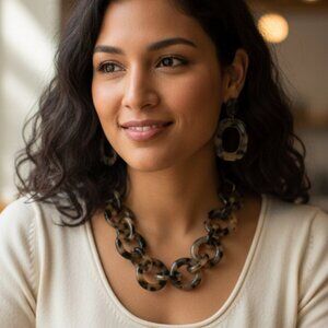 J. Crew Brown Tortoiseshell Necklace & earrings